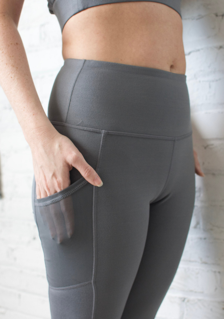 Grey Full Length Lace Up Leggings
