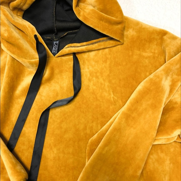 Velvet Crop Top Hoodie