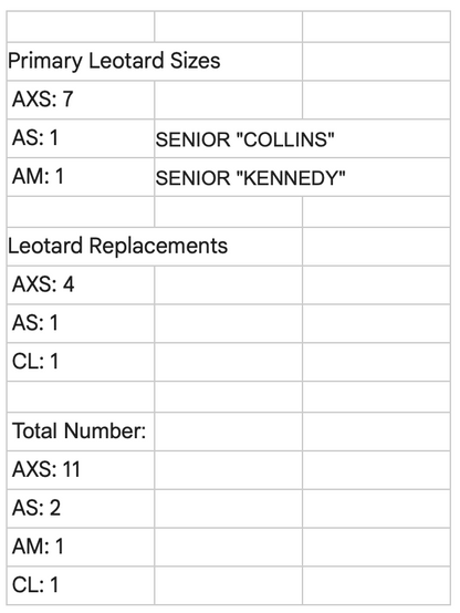 Let It Shine Team Competition Leotards 2026