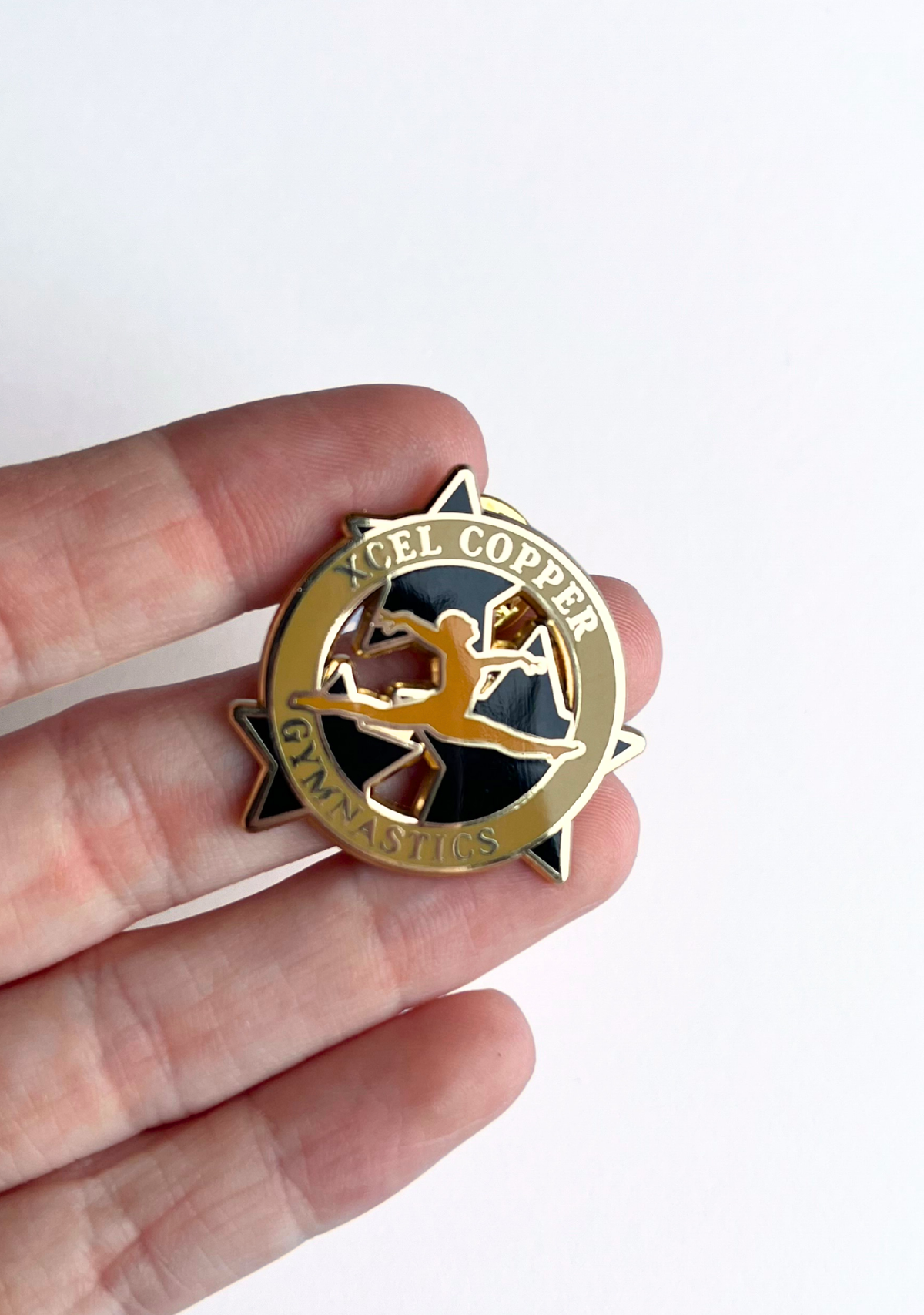 Xcel Copper Gymnastics Lapel Pin