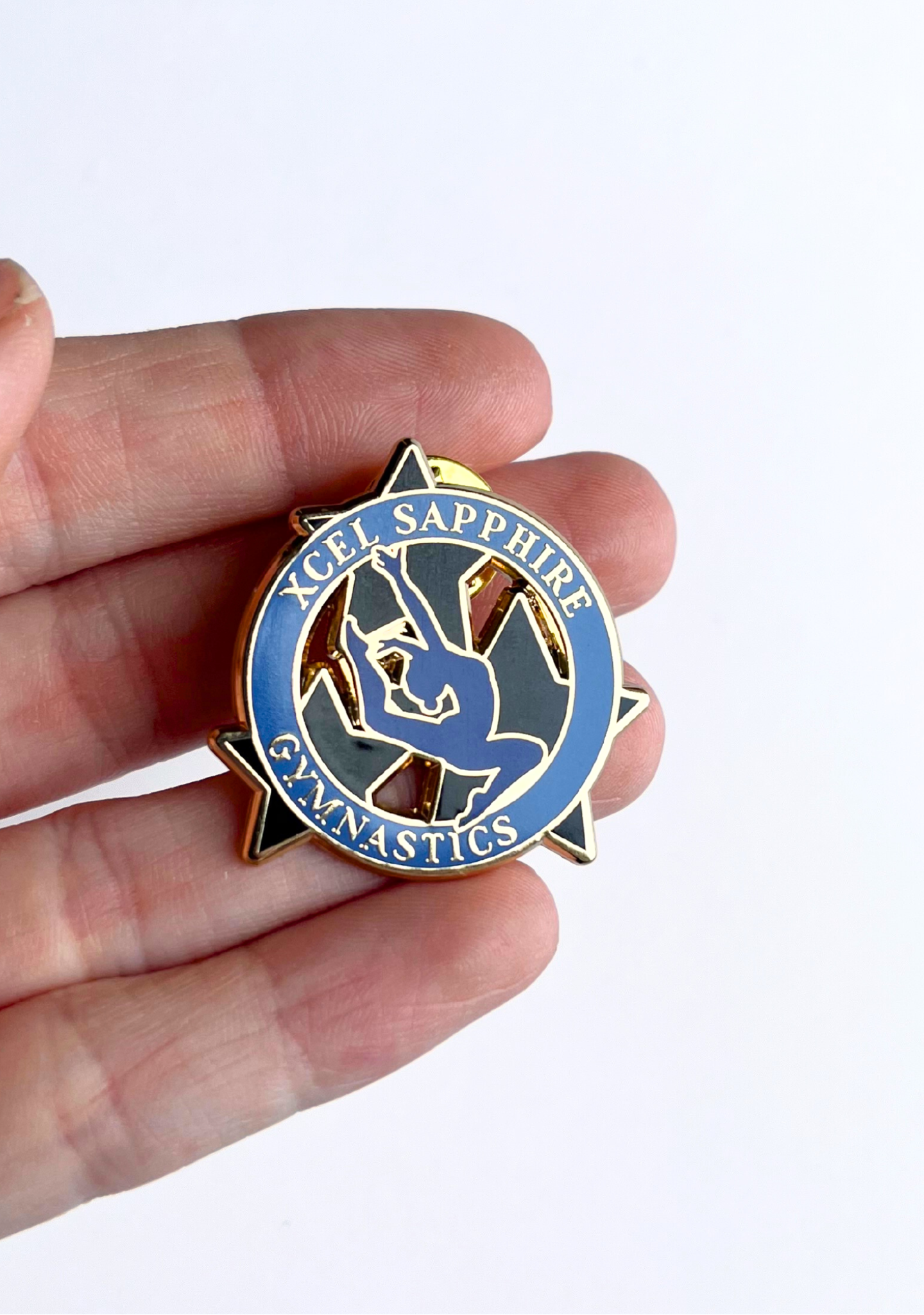 Xcel Sapphire Gymnastics Lapel Pin