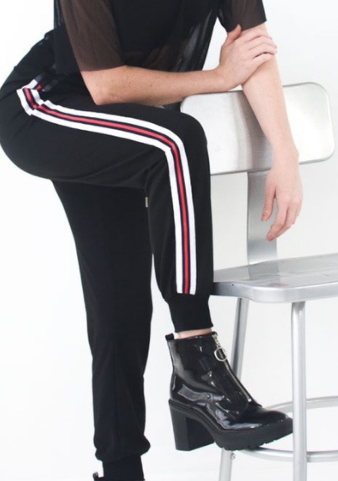 Black Jogger Pant with Stripe