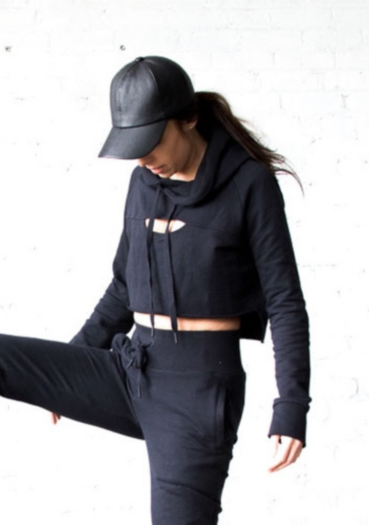 Peek-a-Boo Black Cropped Hoodie