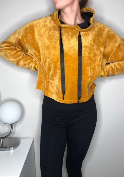 Velvet Crop Top Hoodie