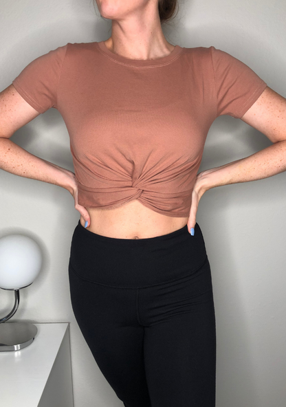 Tan Knot Crop Top