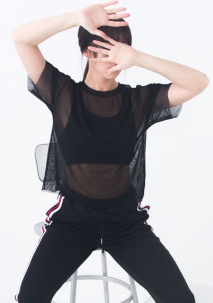 Black Mesh Tee