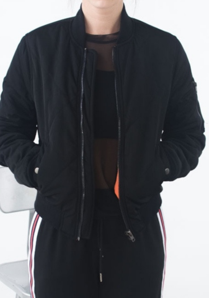 Quilted Black Zip Up Jacket