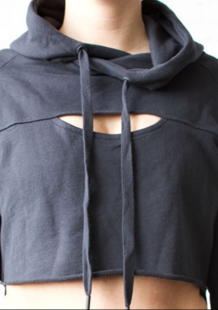 Peek-a-Boo Black Cropped Hoodie