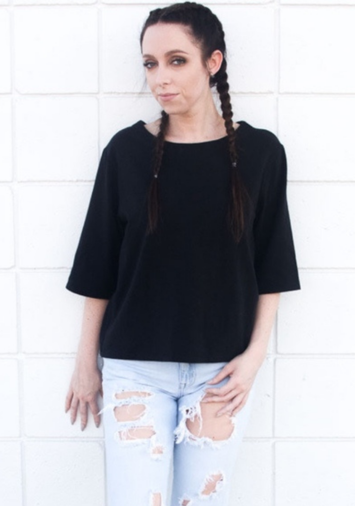 Black Lace Up Shirt