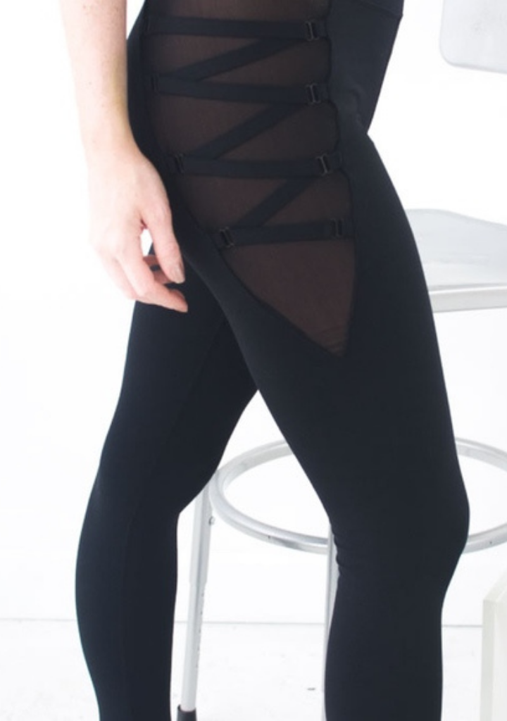 7/8 Lace Up Black Leggings