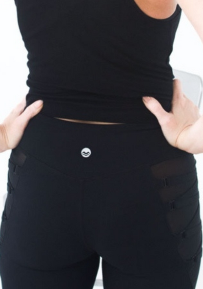 7/8 Lace Up Black Leggings
