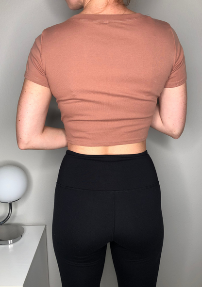 Tan Knot Crop Top