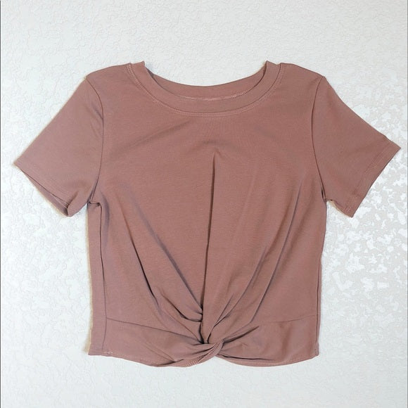 Tan Knot Crop Top
